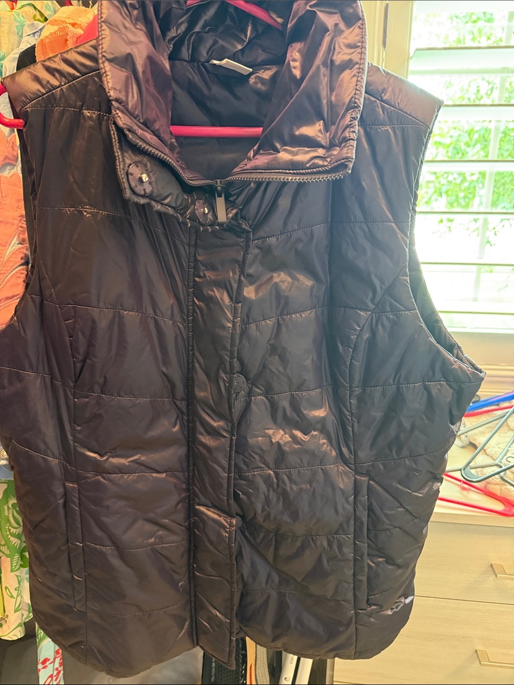 Chico's Quilted Puffer Vest in Dark Purple